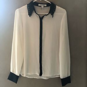 F21 Black and White Button Down Shirt
